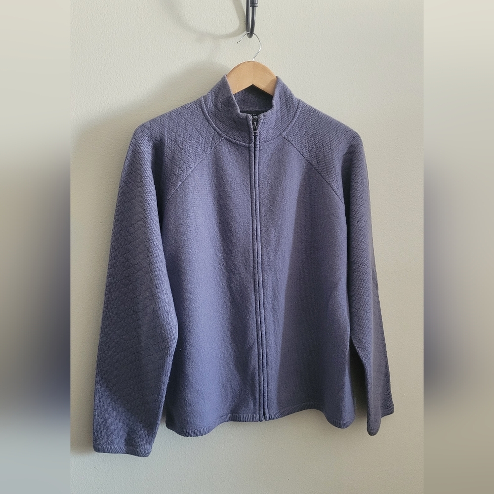 Vtg Woolrich 100% Wool Full Zip Cardigan, Women's XL, Soft Plum